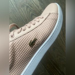 Lacoste pink basket weave sneakers. Size 6.